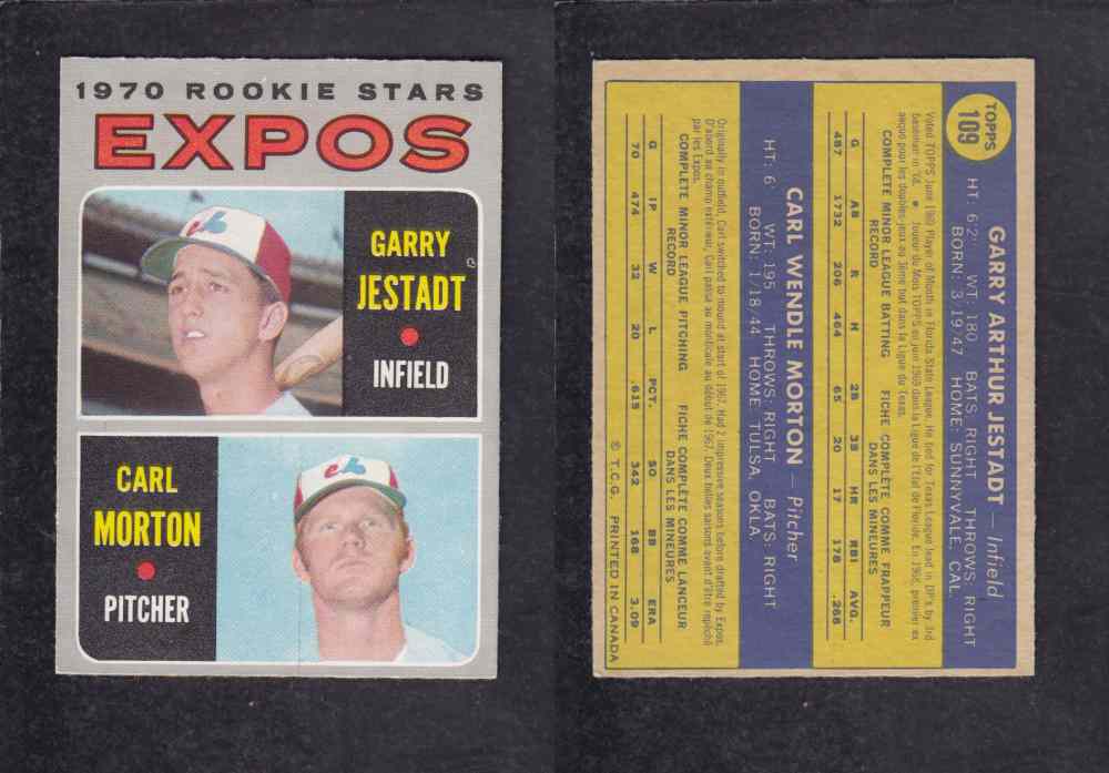 1970 O-PEE-CHEE BASEBALL CARD #109 G. JESTADT / C. MORTON photo