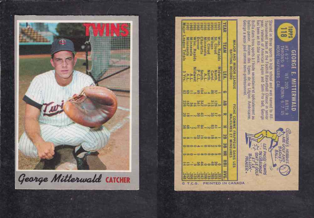 1970 O-PEE-CHEE BASEBALL CARD #118 G. MITTERWALD photo