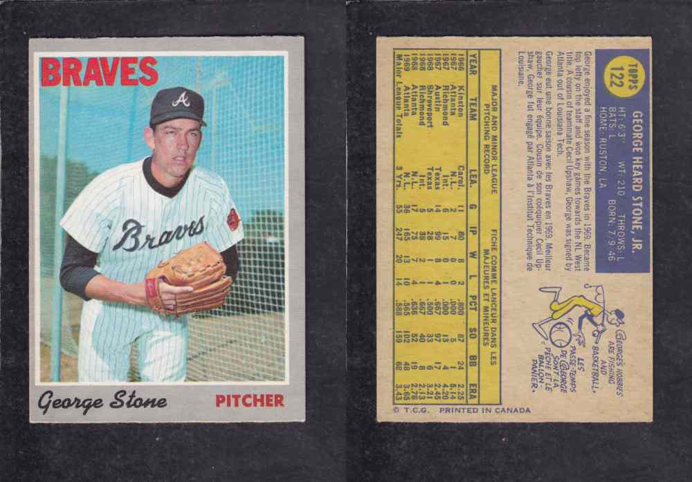 1970 O-PEE-CHEE BASEBALL CARD #122 G. STONE photo