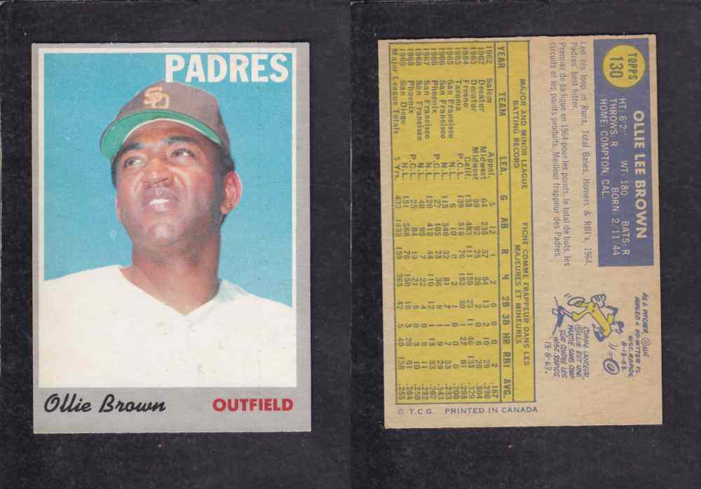 1970 O-PEE-CHEE BASEBALL CARD #130 O. BROWN photo