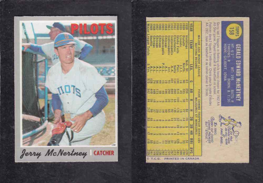 1970 O-PEE-CHEE BASEBALL CARD #158 J. MCNERTNEY photo