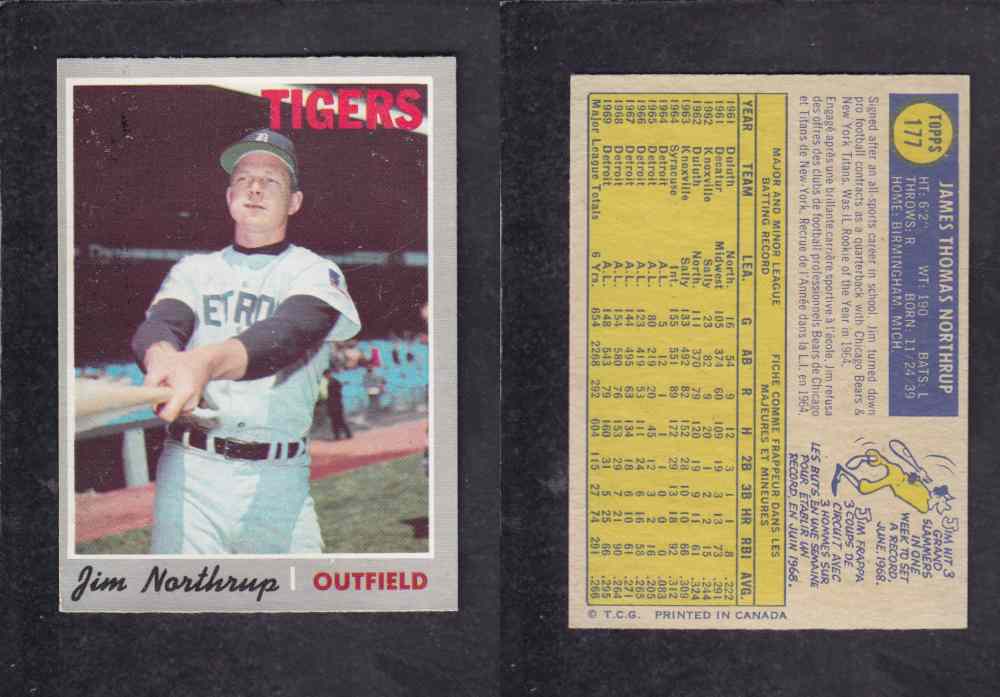 1970 O-PEE-CHEE BASEBALL CARD #177 J. NORTRUP photo