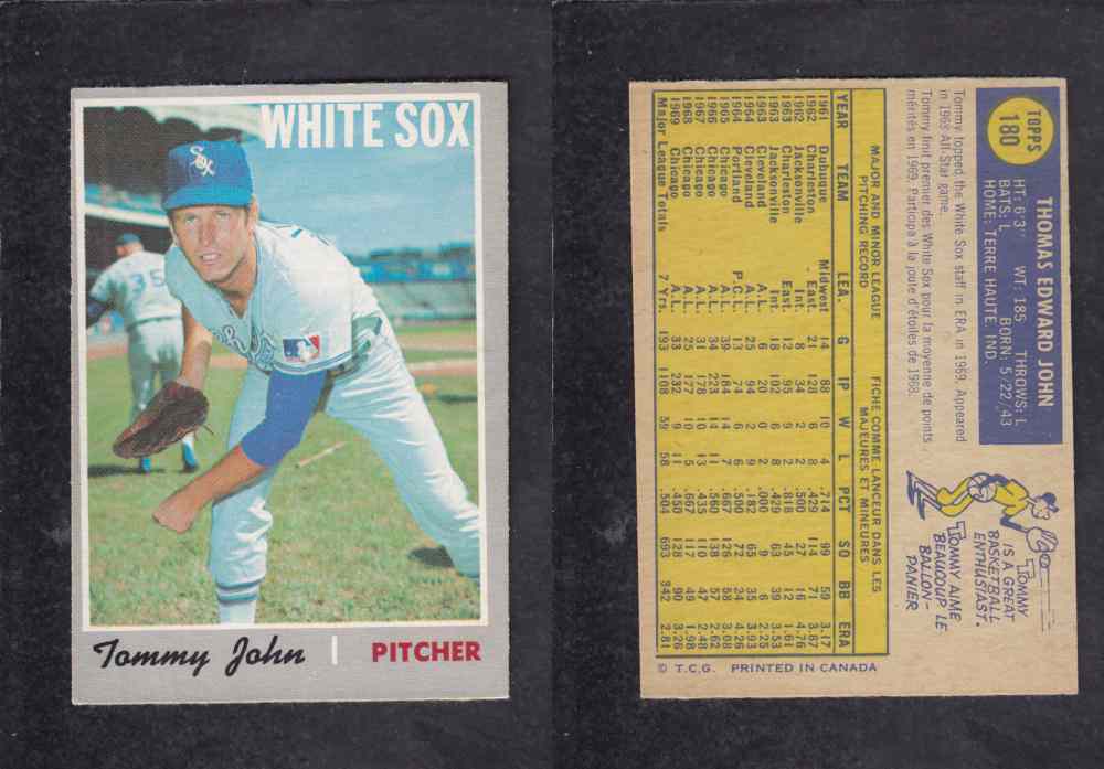 1970 O-PEE-CHEE BASEBALL CARD #180 T. JONH  photo