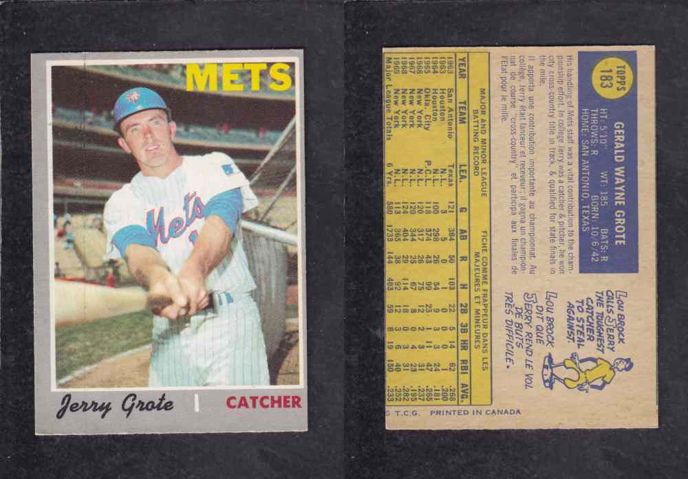 1970 O-PEE-CHEE BASEBALL CARD #183 J. GROTE photo 1970 O-PEE-CHEE BASEBALL CARD #183 J. GROTE photo