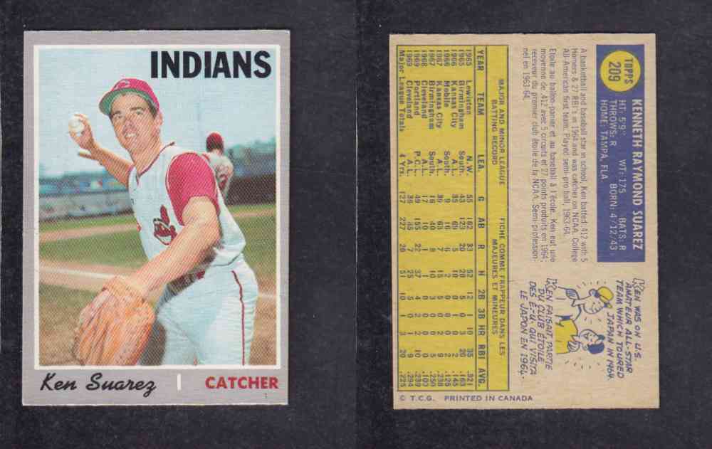 1970 O-PEE-CHEE BASEBALL CARD #209 K. SUAREZ photo