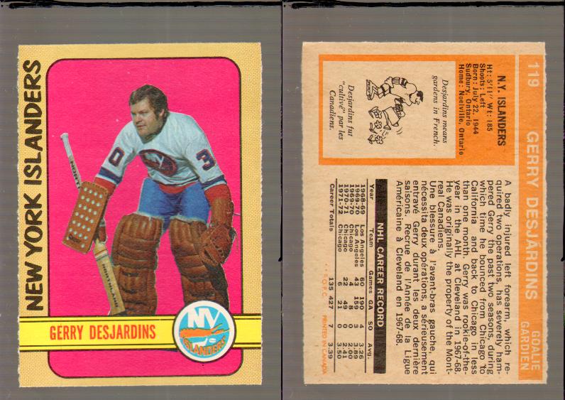 1972-73 O-PEE-CHEE HOCKEY CARD #119 G.DESJARDINS photo