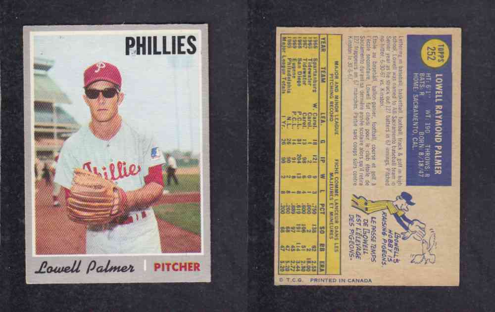 1970 O-PEE-CHEE BASEBALL CARD #252 L. PALMER photo 1970 O-PEE-CHEE BASEBALL CARD #252 L. PALMER photo