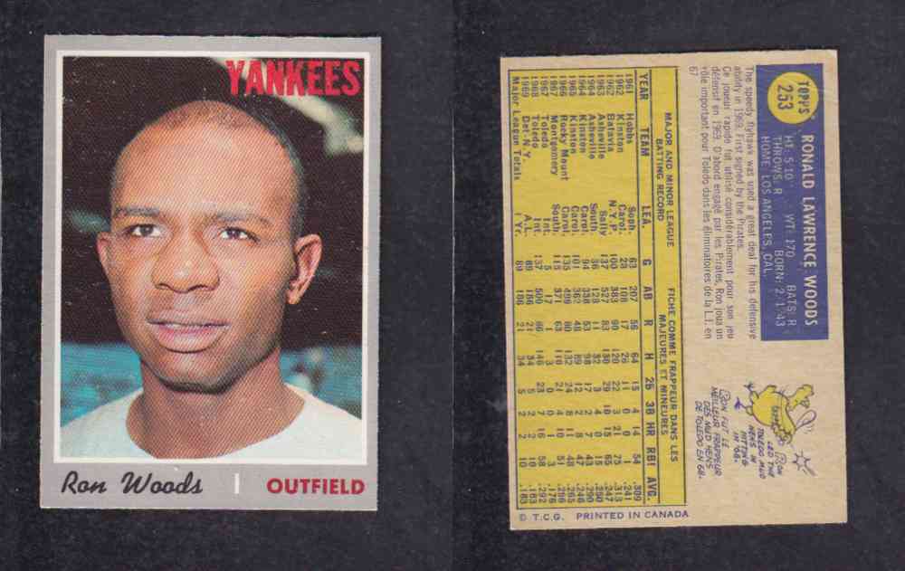1970 O-PEE-CHEE BASEBALL CARD #253 R. WOODS photo 1970 O-PEE-CHEE BASEBALL CARD #253 R. WOODS photo