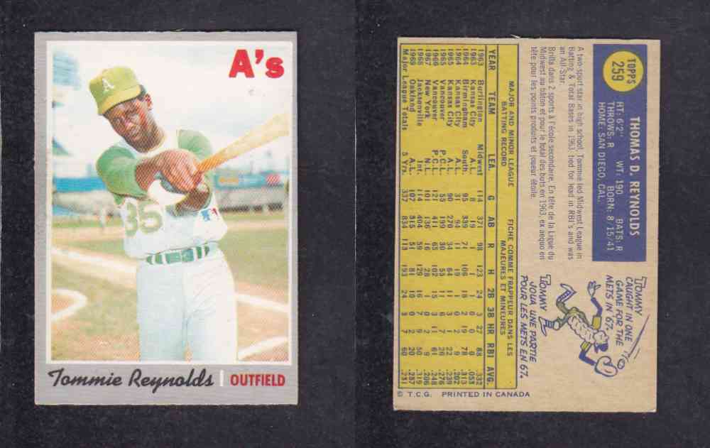 1970 O-PEE-CHEE BASEBALL CARD #259 T. REYNOLDS photo 1970 O-PEE-CHEE BASEBALL CARD #259 T. REYNOLDS photo