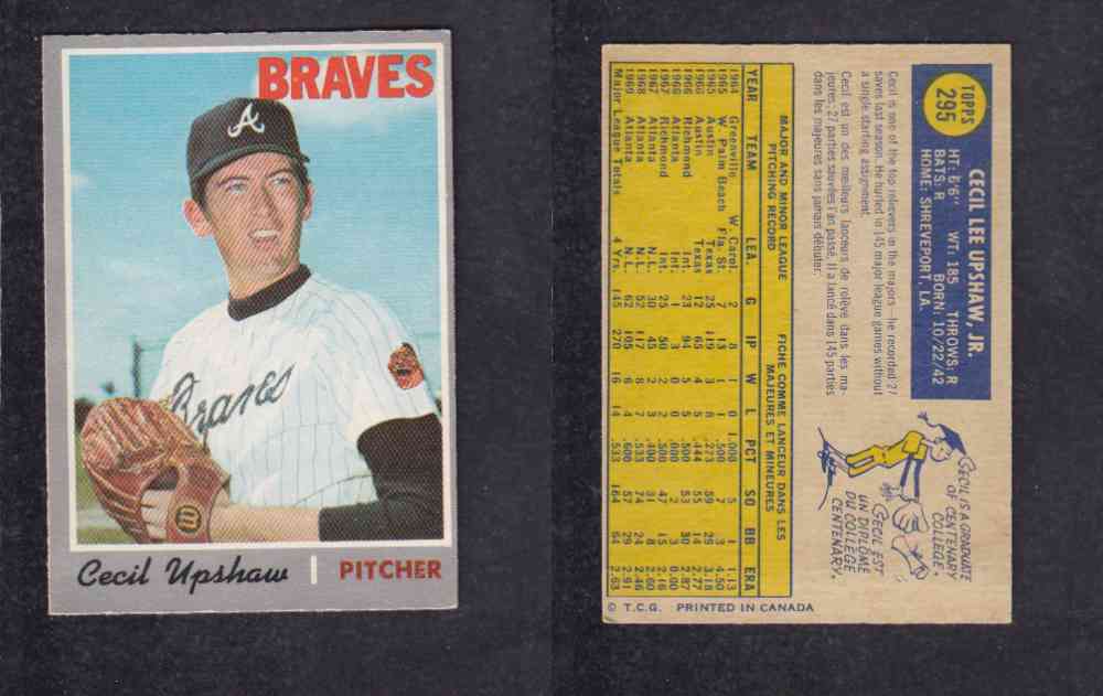 1970 O-PEE-CHEE BASEBALL CARD #295 C. UPSHAW photo 1970 O-PEE-CHEE BASEBALL CARD #295 C. UPSHAW photo