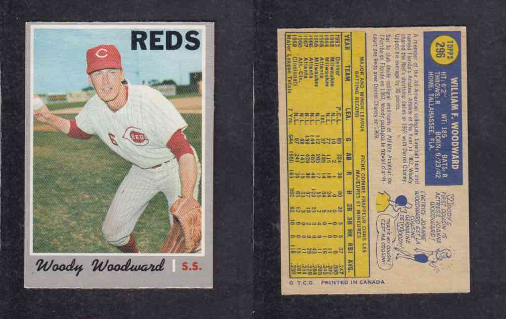 1970 O-PEE-CHEE BASEBALL CARD #296 W. WOODWARD photo 1970 O-PEE-CHEE BASEBALL CARD #296 W. WOODWARD photo