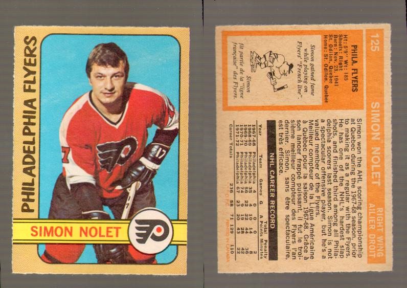 1972-73 O-PEE-CHEE HOCKEY CARD #125 S.NOLET photo