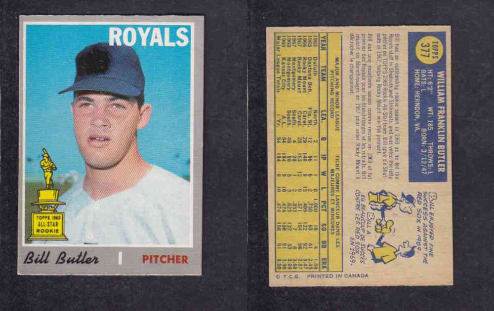 1970 O-PEE-CHEE BASEBALL CARD #377 B. BUTLER photo 1970 O-PEE-CHEE BASEBALL CARD #377 B. BUTLER photo