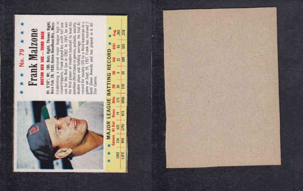 1963 POST CEREAL BASEBALL CARD #79 F. MALZONE photo
