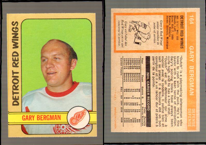 1972-73 O-PEE-CHEE HOCKEY CARD #164 G.BERGMAN photo 1972-73 O-PEE-CHEE HOCKEY CARD #164 G.BERGMAN photo