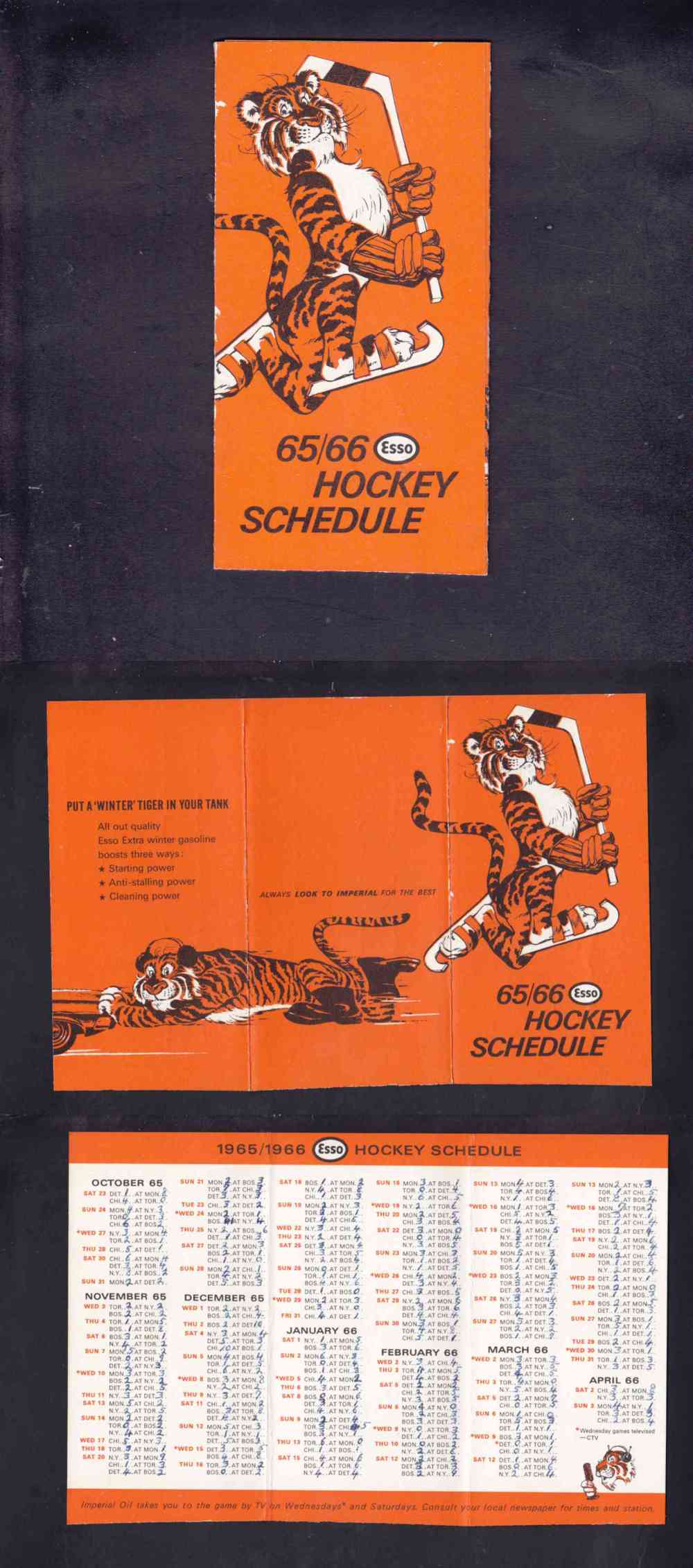 1965-66 ESSO NHL HOCKEY SCHEDULE photo