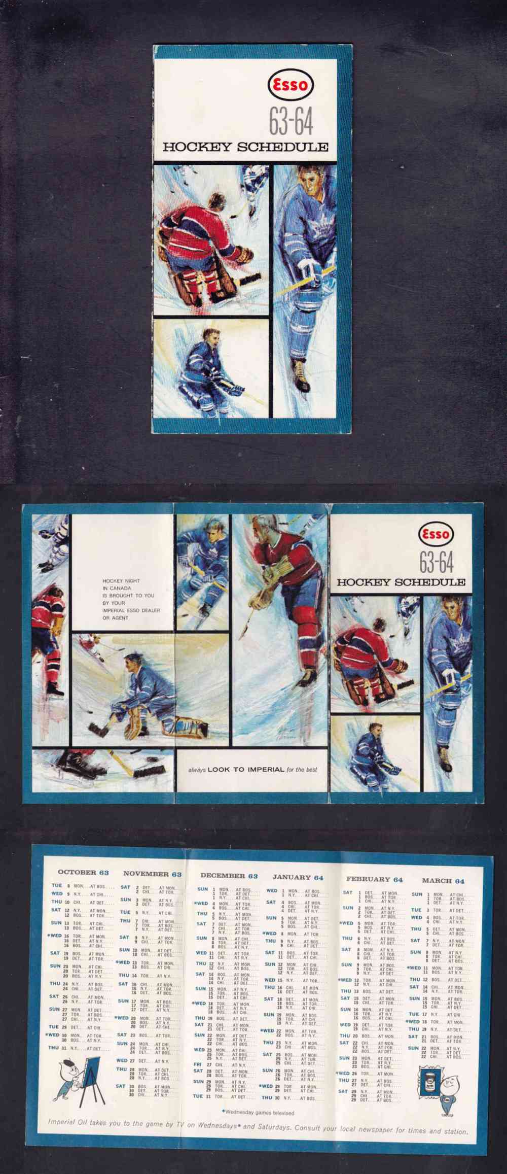 1963-64 ESSO NHL HOCKEY SCHEDULE photo