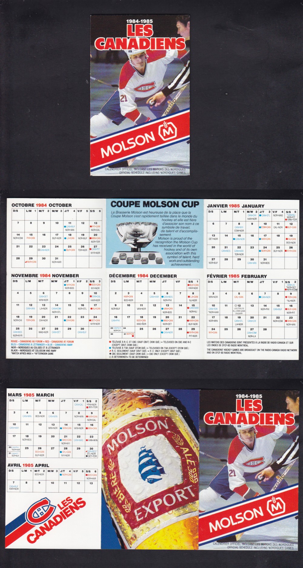 1984-85 MOLSON MONTREAL CANADIENS SCHEDULE photo