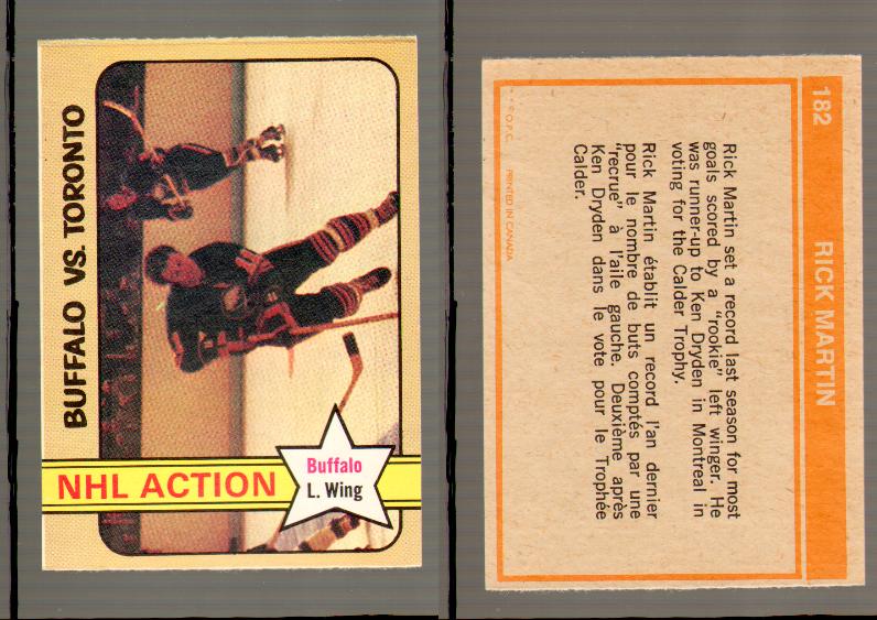 1972-73 O-PEE-CHEE HOCKEY CARD #182 BUFFALO VS TORONTO photo 1972-73 O-PEE-CHEE HOCKEY CARD #182 BUFFALO VS TORONTO photo