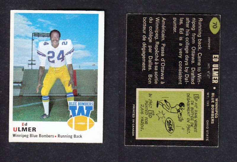 1970 CFL O-PEE-CHEE FOOTBALL CARD #70 ED. ULMER photo 1970 CFL O-PEE-CHEE FOOTBALL CARD #70 ED. ULMER photo