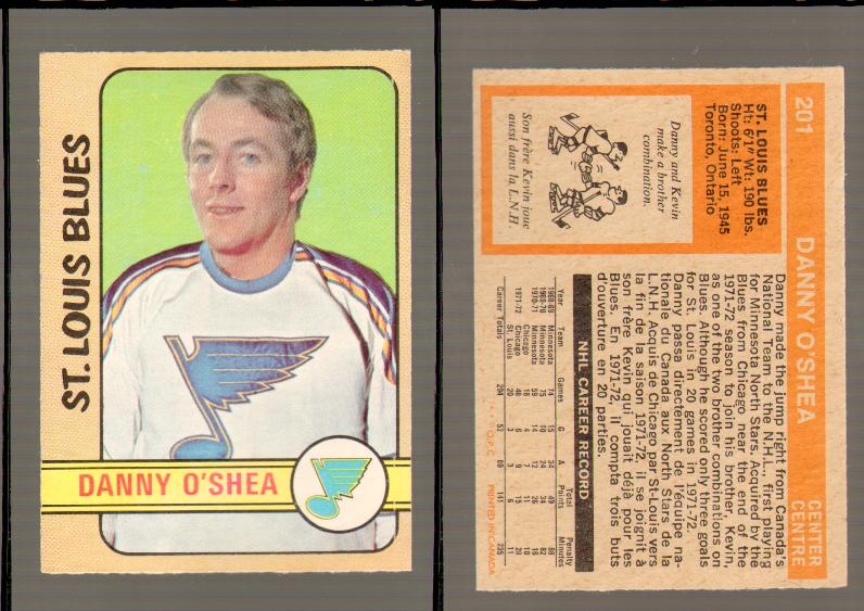 1972-73 O-PEE-CHEE HOCKEY CARD #201 D.O'SHEA photo 1972-73 O-PEE-CHEE HOCKEY CARD #201 D.O'SHEA photo