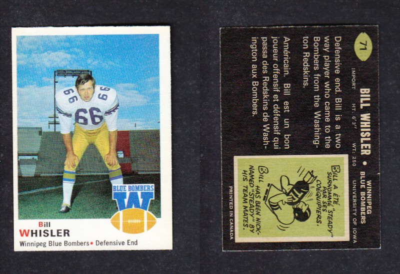 1970 CFL O-PEE-CHEE FOOTBALL CARD #71 B. WHISLER photo 1970 CFL O-PEE-CHEE FOOTBALL CARD #71 B. WHISLER photo
