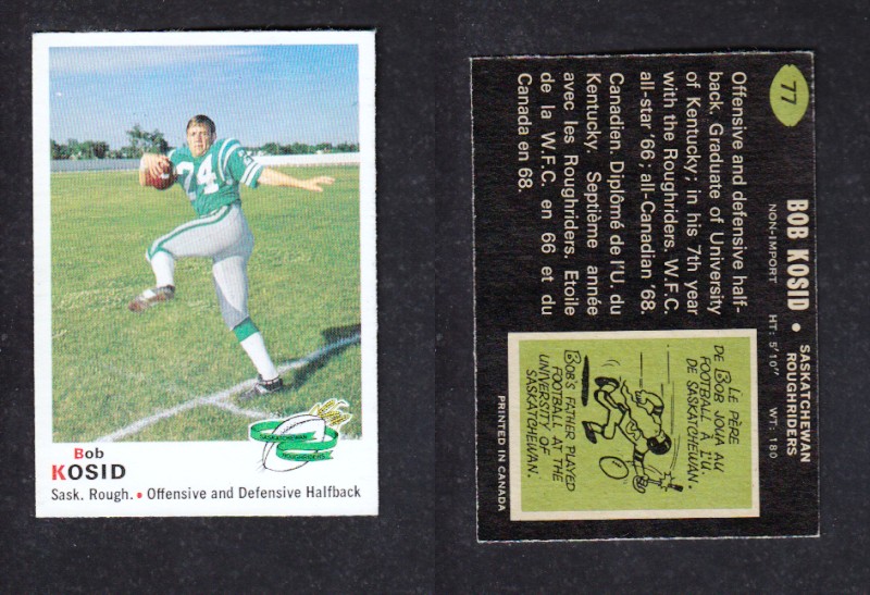 1970 CFL O-PEE-CHEE FOOTBALL CARD #77 B. KOSID photo 1970 CFL O-PEE-CHEE FOOTBALL CARD #77 B. KOSID photo
