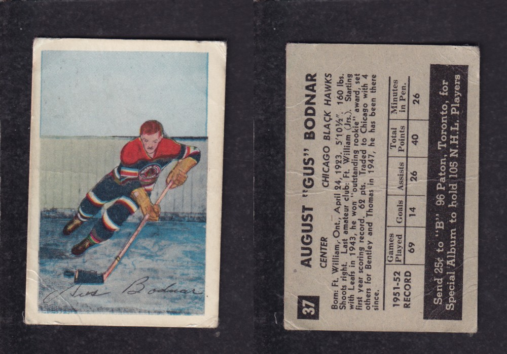 1952-53 PARKHURST HOCKEY CARD #37 A. BODNAR photo 1952-53 PARKHURST HOCKEY CARD #37 A. BODNAR photo