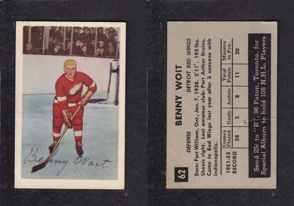 1952-53 PARKHURST HOCKEY CARD #62 B. WOIT photo 1952-53 PARKHURST HOCKEY CARD #62 B. WOIT photo