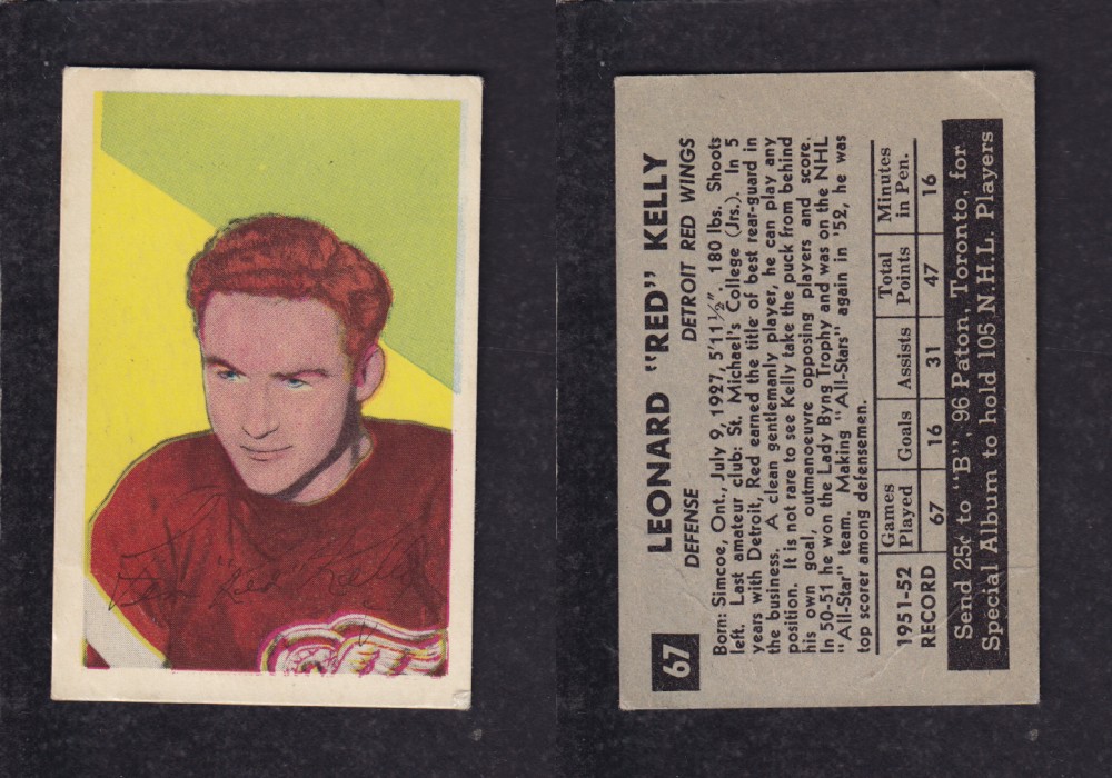 1952-53 PARKHURST HOCKEY CARD #67 L. KELLY photo 1952-53 PARKHURST HOCKEY CARD #67 L. KELLY photo