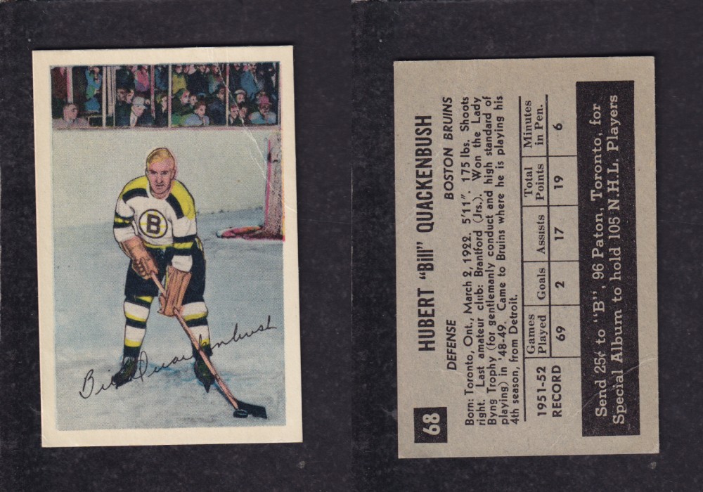 1952-53 PARKHURST HOCKEY CARD #68 H. QUACKEMBUSH photo 1952-53 PARKHURST HOCKEY CARD #68 H. QUACKEMBUSH photo