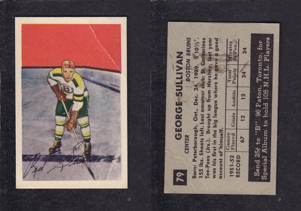 1952-53 PARKHURST HOCKEY CARD #79 G. SULLIVAN photo 1952-53 PARKHURST HOCKEY CARD #79 G. SULLIVAN photo