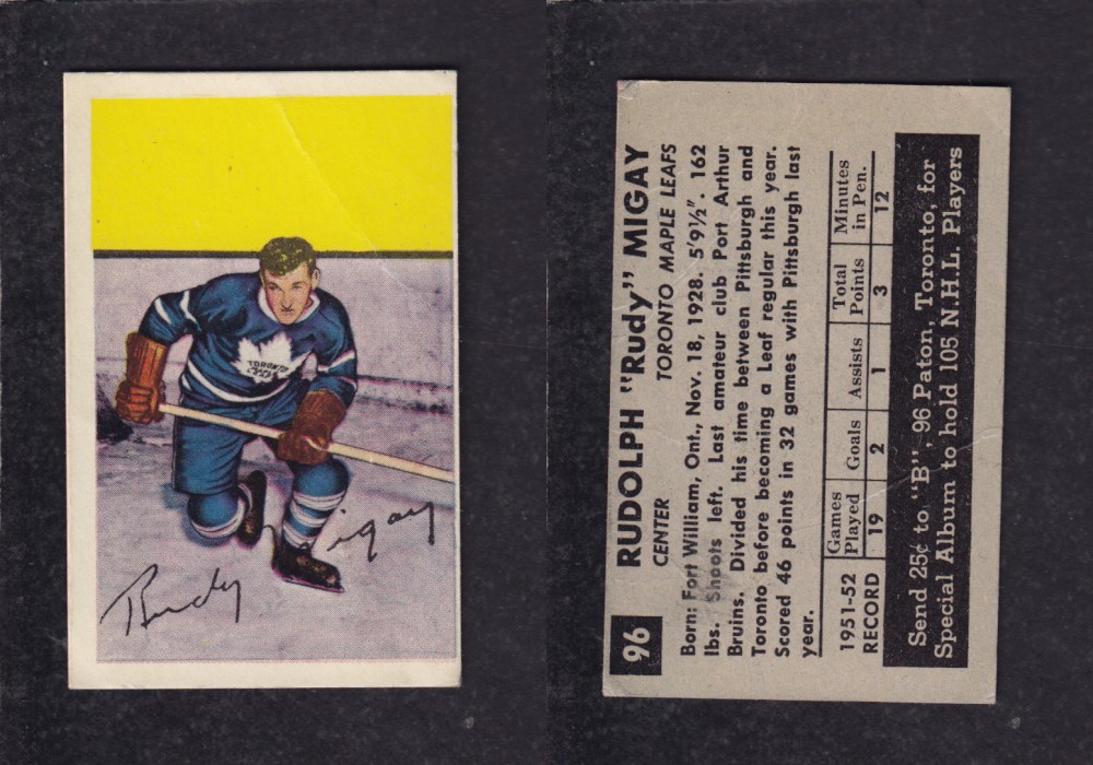 1952-53 PARKHURST HOCKEY CARD #96 R. MIGAY photo 1952-53 PARKHURST HOCKEY CARD #96 R. MIGAY photo
