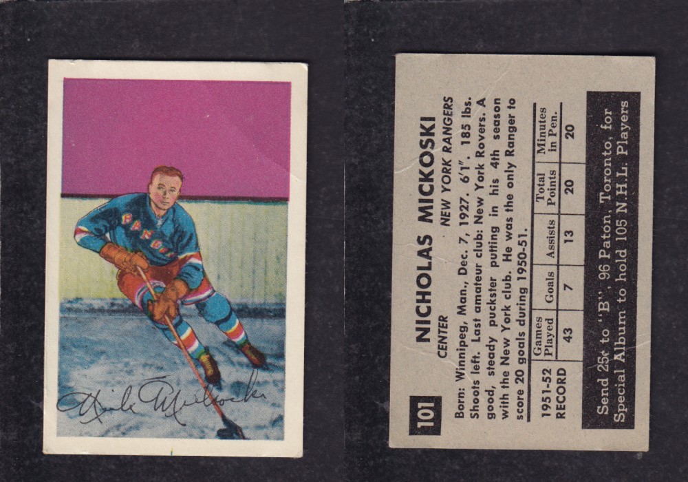 1952-53 PARKHURST HOCKEY CARD #101 N. MICKOSKI photo 1952-53 PARKHURST HOCKEY CARD #101 N. MICKOSKI photo