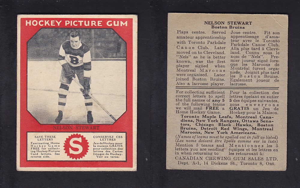 1933-34 CANADIAN CHEWING GUM HOCKEY CARD N. STEWART photo 1933-34 CANADIAN CHEWING GUM HOCKEY CARD N. STEWART photo