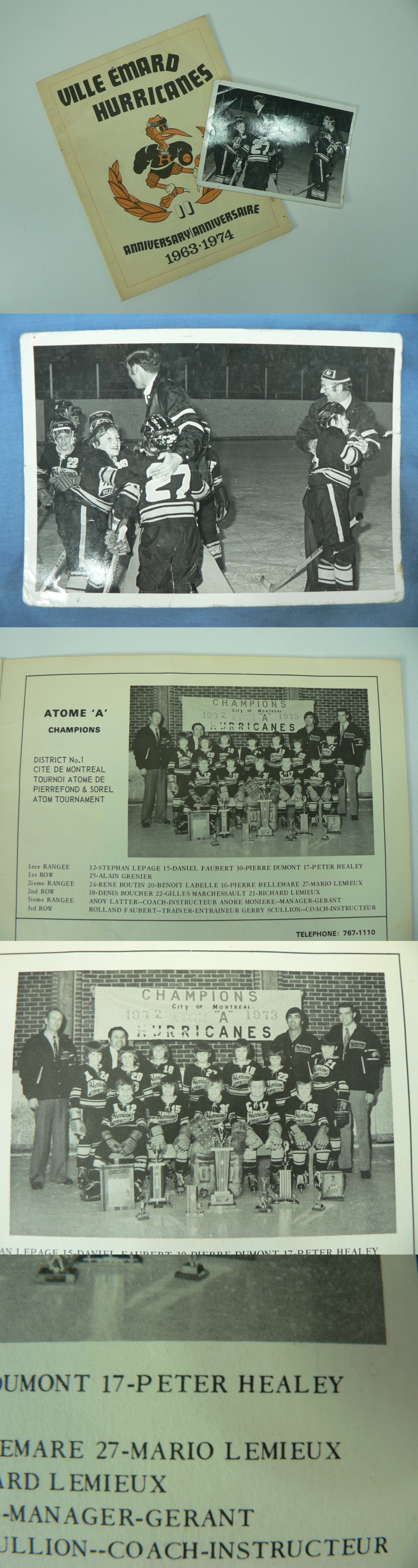1974 VILLE EMARD HURRICANES PROGRAM & PHOTO WITH M. LEMIEUX photo