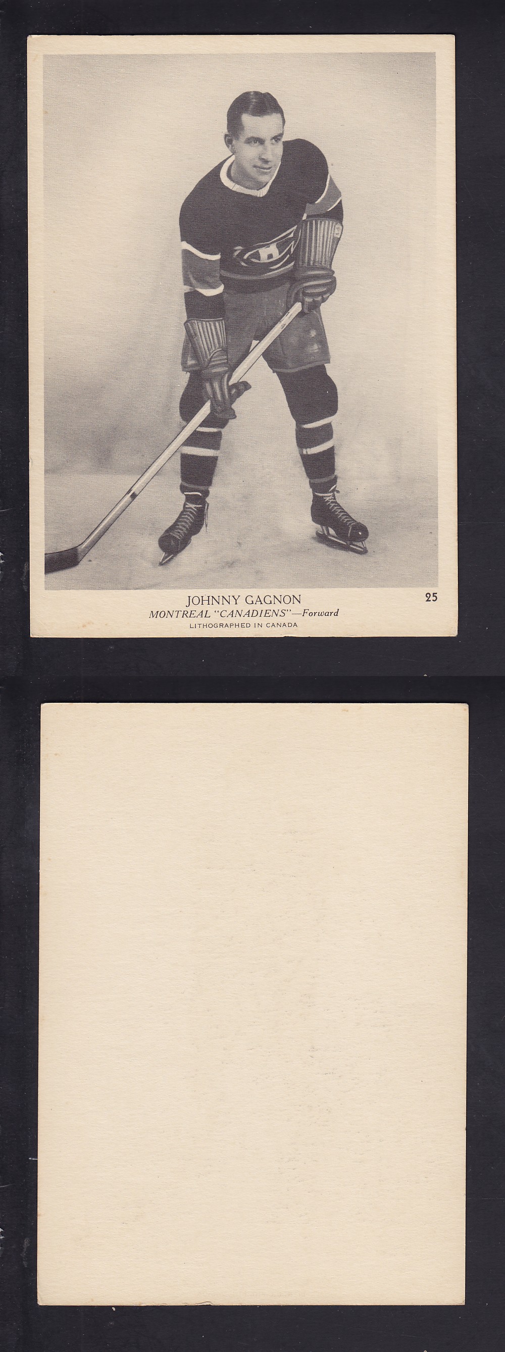 1939-40 O-PEE-CHEE HOCKEY CARD #25 J. GAGNON photo 1939-40 O-PEE-CHEE HOCKEY CARD #25 J. GAGNON photo