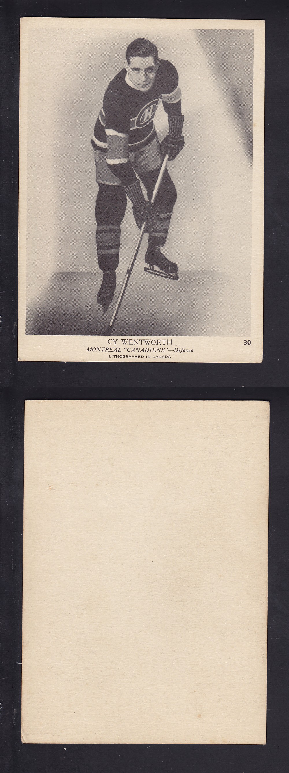 1939-40 O-PEE-CHEE HOCKEY CARD #30 C. WENTWORTH photo 1939-40 O-PEE-CHEE HOCKEY CARD #30 C. WENTWORTH photo