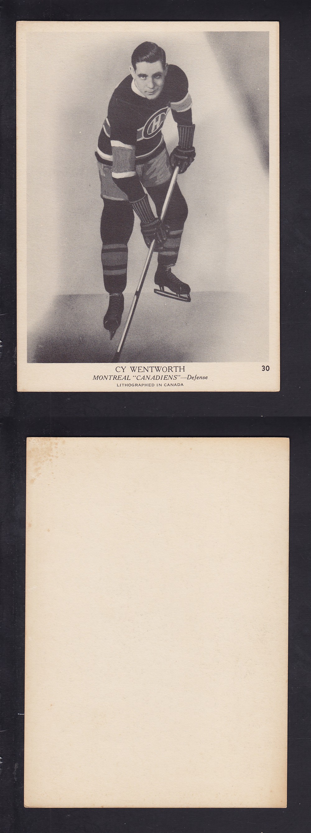 1939-40 O-PEE-CHEE HOCKEY CARD #30 C. WENTWORTH photo 1939-40 O-PEE-CHEE HOCKEY CARD #30 C. WENTWORTH photo