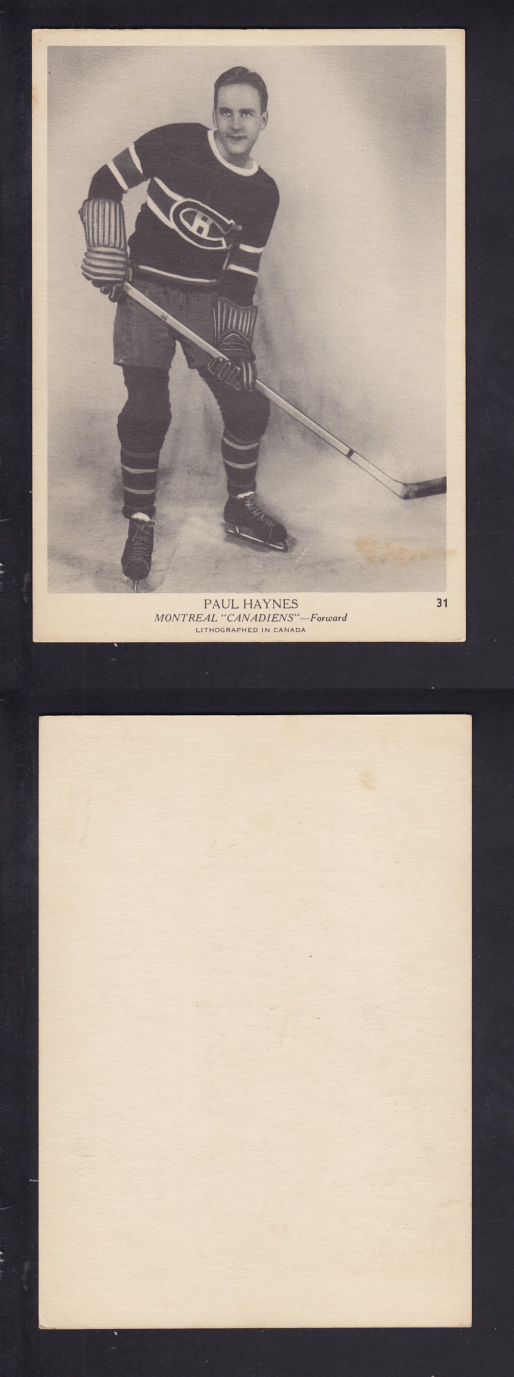 1939-40 O-PEE-CHEE HOCKEY CARD #31 P. HAYNES photo 1939-40 O-PEE-CHEE HOCKEY CARD #31 P. HAYNES photo