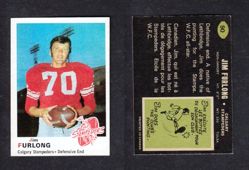 1970 CFL O-PEE-CHEE FOOTBALL CARD #90 J. FURLONG photo 1970 CFL O-PEE-CHEE FOOTBALL CARD #90 J. FURLONG photo