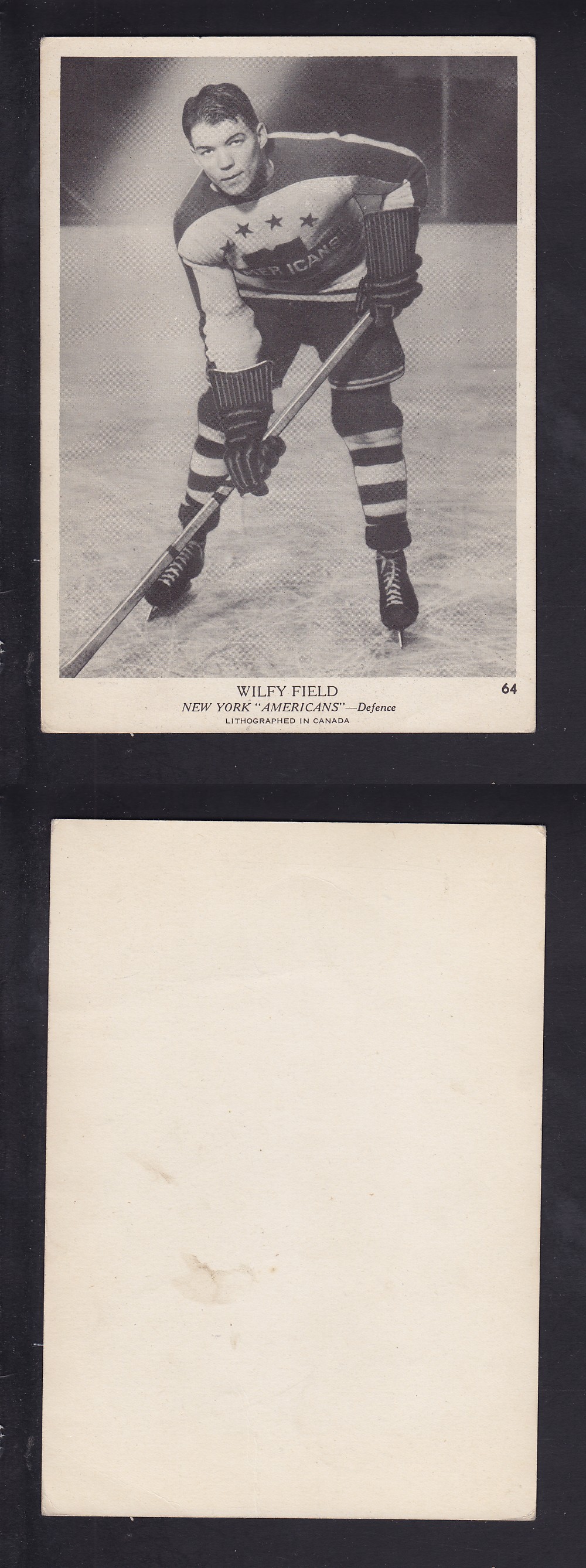 1939-40 O-PEE-CHEE HOCKEY CARD #64 W. FIELD photo 1939-40 O-PEE-CHEE HOCKEY CARD #64 W. FIELD photo