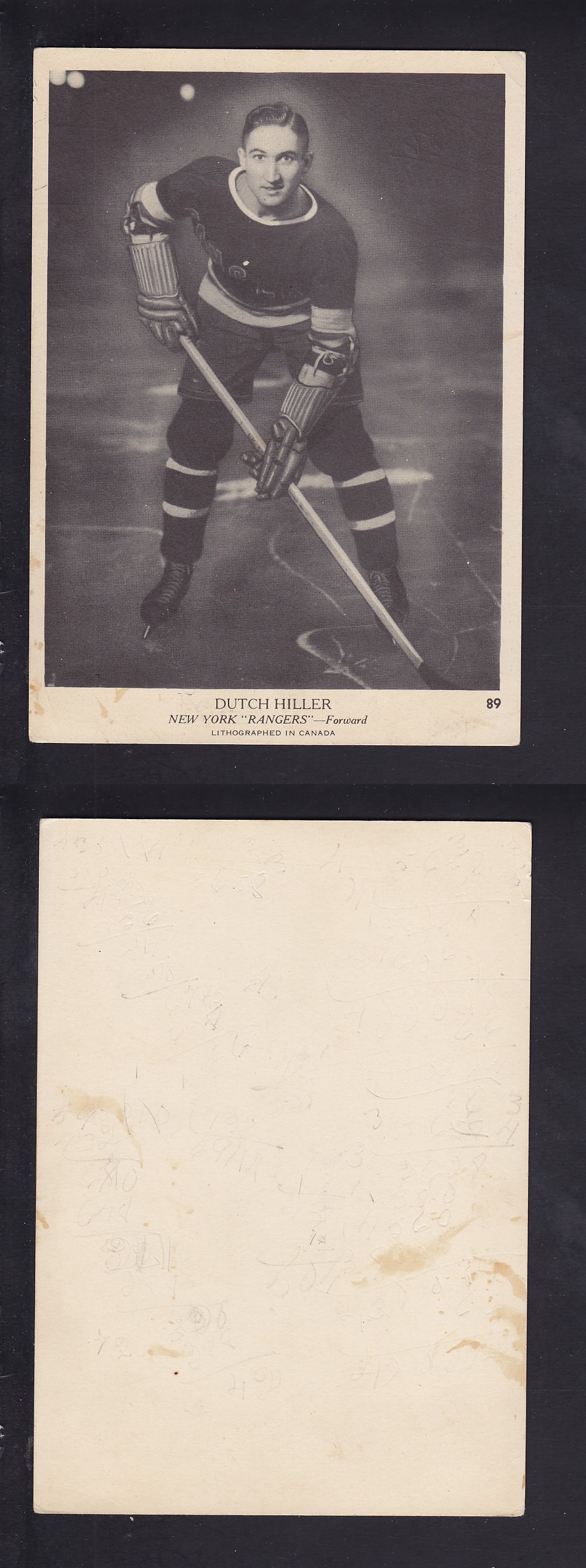 1939-40 O-PEE-CHEE HOCKEY CARD #89 D. HILLER photo 1939-40 O-PEE-CHEE HOCKEY CARD #89 D. HILLER photo