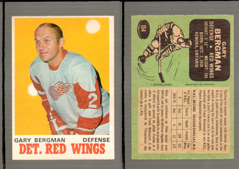 1970-71 O-PEE-CHEE CARD #154 G. BERGMAN photo