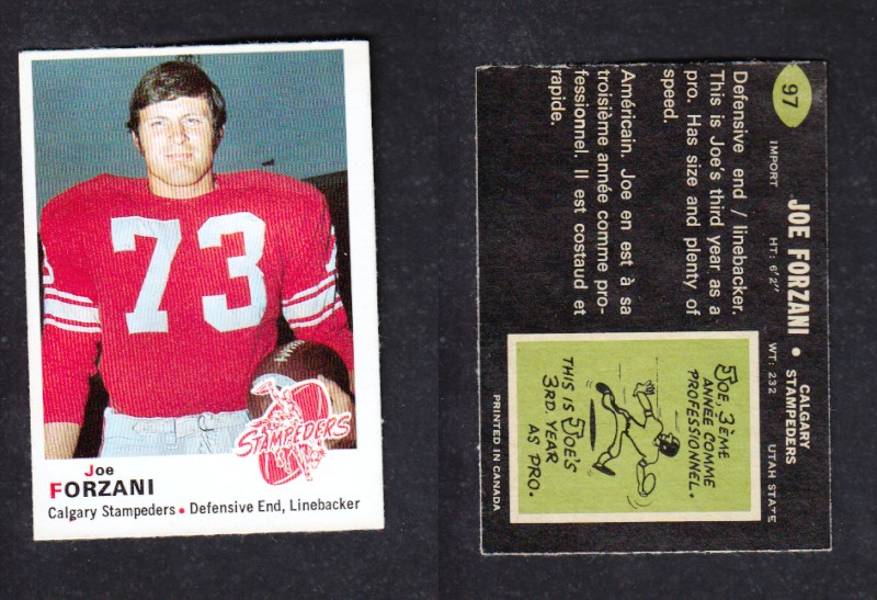 1970 CFL O-PEE-CHEE FOOTBALL CARD #97 J. FORZANI photo