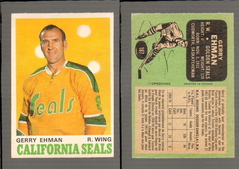 1970-71 O-PEE-CHEE CARD #187 G. EHMAN photo