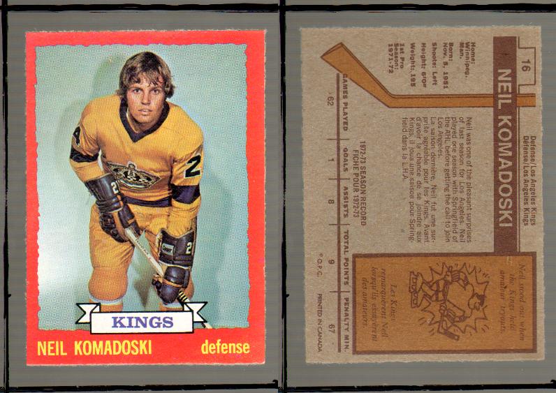 1973-74 O-PEE-CHEE CARD #16 N. KOMADOSKI photo