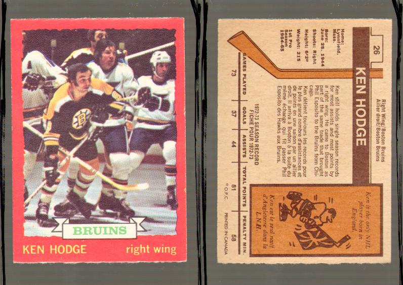 1973-74 O-PEE-CHEE CARD #26 K. HODGE photo