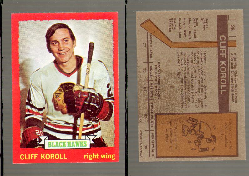 1973-74 O-PEE-CHEE CARD #28 C. KOROLL photo 1973-74 O-PEE-CHEE CARD #28 C. KOROLL photo