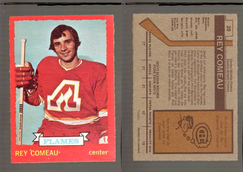 1973-74 O-PEE-CHEE CARD #29 R. COMEAU photo 1973-74 O-PEE-CHEE CARD #29 R. COMEAU photo